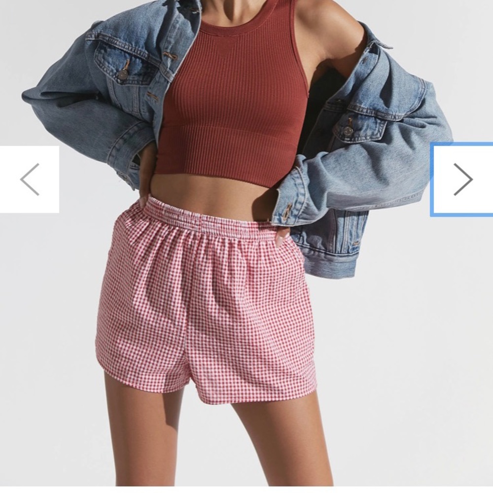 Red and white gingham shorts